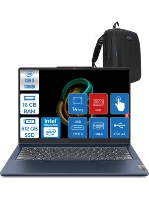Lenovo Ideapad Slim 5 Intel Core I5 13420H 16GB Lpddr5 512GB SSD WIN11HOME 14" Wuxga IPS Dokunmatik Bilgisayar ID83KX004FTRP01 + Zettaçanta