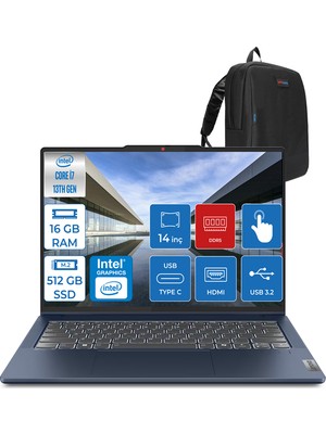 Lenovo Ideapad Slim 5 Intel Core I7 13620H 16GB Lpddr5 512GB SSD WIN11HOME 14" OLED Wuxga IPS Dokunmatik Bilgisayar ID83KX003TTRP01 + Zettaçanta