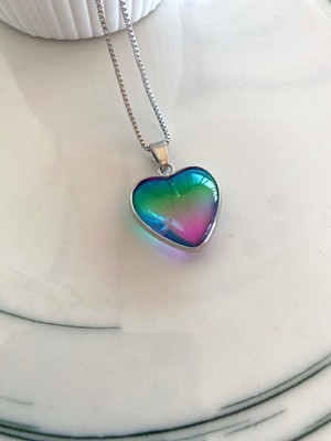 Modadiro Rainbow Heart Kolye Silver