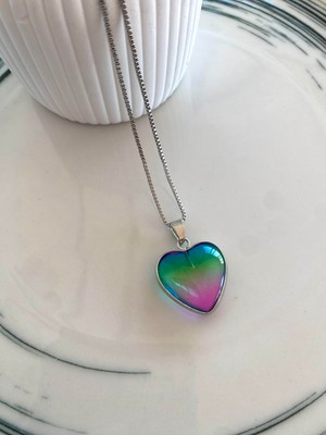 Modadiro Rainbow Heart Kolye Silver