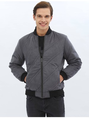 Kip Antrasit Regular Fit Dik Yaka Casual Dokuma Mont