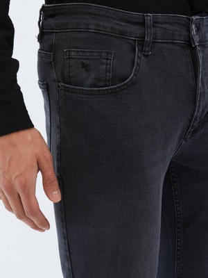 Kip Koyu Gri Super Slm Fit Denim Pamuk Karışımlı Pantolon