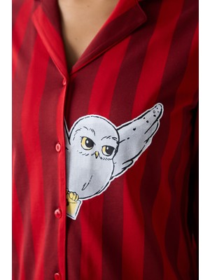 Harry Potter Hedwig Kırmızı Gömlek Pantolon Pijama Takımı