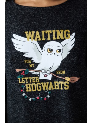 Harry Potter Hogwarts Siyah Pantolon Pijama Takımı