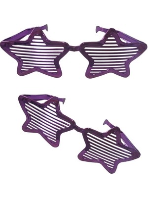 Pandoli Mega Boy Plastik Yıldız Panjur Gözlük Mor Renk 1 Adet Retro 28X10 cm
