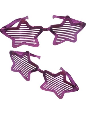 Pandoli Mega Boy Plastik Yıldız Panjur Gözlük Pembe Renk 1 Adet Retro 28X10 cm