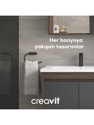 Creavit Planet Yuvarlak Havluluk Mat Siyah