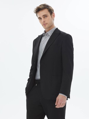 Kip Siyah Desenli Modern Fit Takım Elbise