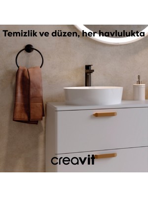 Creavit Drop Yuvarlak Havluluk-Siyah