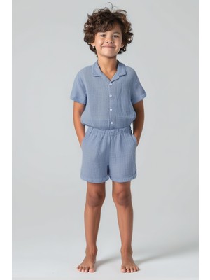 Minojoy Nate Açık Mavi Muslin Erkek Çocuk Şort