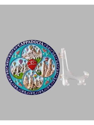 Dekoratif Kabartma Kapadokya ve Çini Desenli 15 cm Duvar Tabağı