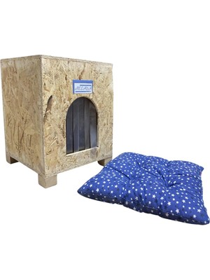 Reyo Kedi Evi Dış Ortam Uygun Ahşap Kedi Evi Osb Minderli 40X37X34 cm - CAT47M