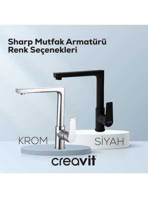 Creavit Sharp Mutfak Armatürü Mat Siyah