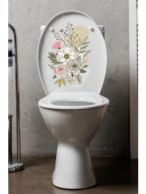 Soft Renkli Bahar Çiçekleri Temalı Banyo Klozet Sticker ECH142