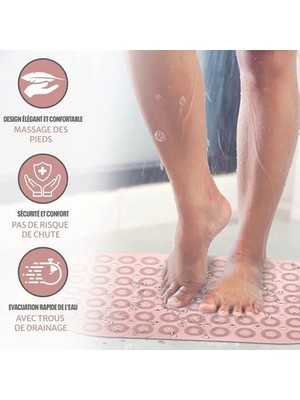 Reis Home Massage Bath Mat Masajlı Vantuzlu Banyo & Duş Kaydırmazı Paspası Pembe