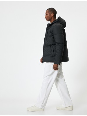 Koton Şişme Mont Dar Kesim Kapşonlu Fermuarlı Cepli