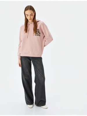 Koton Arkası Baskılı Kapüşonlu Şardonlu Rahat Kalıp Sweatshirt