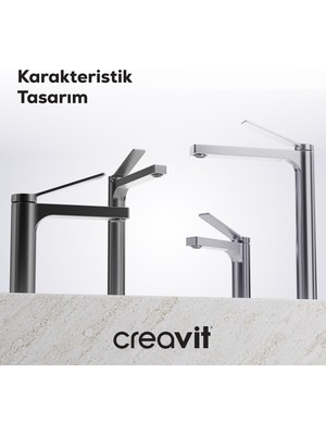 Creavit Ritmo Lavabo Armatürü Metalik Gri