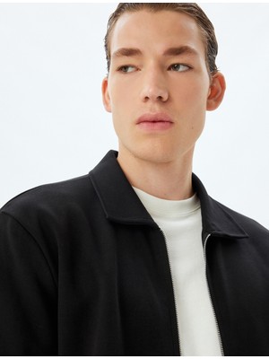 Koton Mevsimlik Ceket Gömlek Yaka Cep Detaylı Fermuarlı Pamuklu