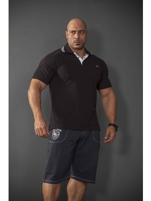 Rahat Kesim Polo Yaka Siyah Tişört Big Sam 2689