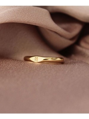 Ricco Jewellery 14 K Gold Kaplama 925 Ayar Gümüş Baş Harf Minimal Yüzük