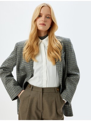 Koton Yün Karışımlı Cepli Kruvaze Oversize Blazer Ceket