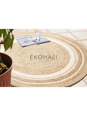 Eko Halı Juno Koleksiyonu Jüt ile Üretilen El Dokuma Sisal Kilim Ech 01 Natural White