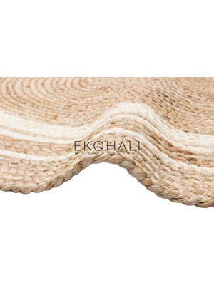 Eko Halı Juno Koleksiyonu Jüt ile Üretilen El Dokuma Sisal Kilim Ech 01 Natural White