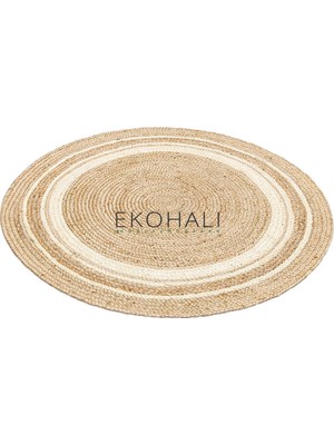 Eko Halı Juno Koleksiyonu Jüt ile Üretilen El Dokuma Sisal Kilim Ech 01 Natural White