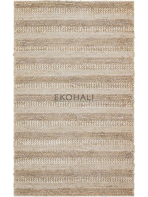 Eko Halı Netra Koleksiyonu Jüt ile Üretilen El Dokuma Sisal Kilim S-1410 Silver Xw