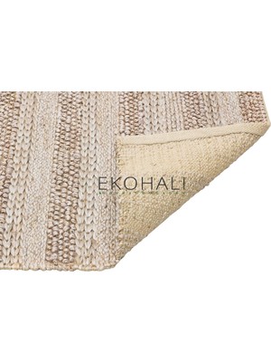 Eko Halı Netra Koleksiyonu Jüt ile Üretilen El Dokuma Sisal Kilim S-1410 Silver Xw