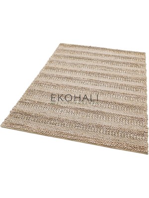 Eko Halı Netra Koleksiyonu Jüt ile Üretilen El Dokuma Sisal Kilim S-1410 Silver Xw