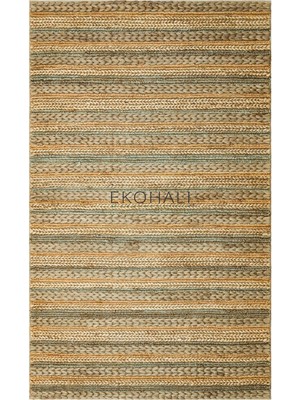 Eko Halı Netra Koleksiyonu Jüt ile Üretilen El Dokuma Sisal Kilim S-1103 Grey Multy Xw