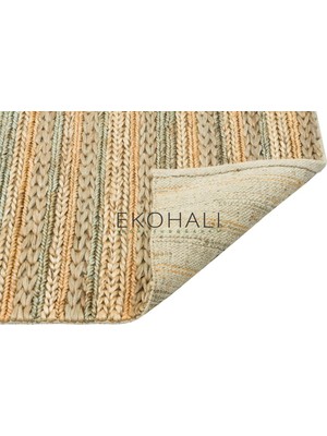 Eko Halı Netra Koleksiyonu Jüt ile Üretilen El Dokuma Sisal Kilim S-1103 Grey Multy Xw