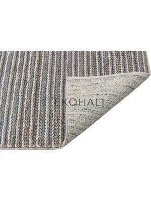 Eko Halı Netra Koleksiyonu Jüt ile Üretilen El Dokuma Sisal Kilim C-1512 Navy Multy Xw