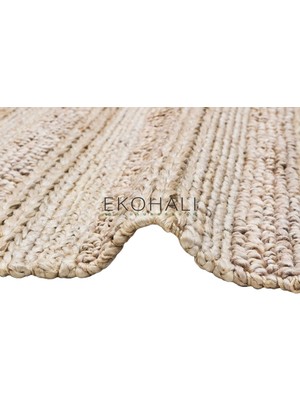 Eko Halı Netra Koleksiyonu Jüt ile Üretilen El Dokuma Sisal Kilim S-1410 Silver Xw