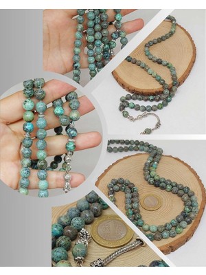 Yaşam Tohumu Afrika Turkuazı Taşı 99LUK Tesbih 8mm (3871)