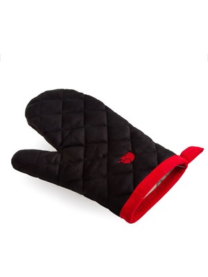 Mediterian Şık Siyah Fırın Eldiveni, dayanıklı ve sıcak tutar, 34x48 cm, keten malzeme