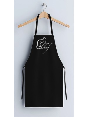 Mediterian Siyah Kalın Saten Mutfak Aşçı Önlüğü 55x70 Çarpıcı Tasarım