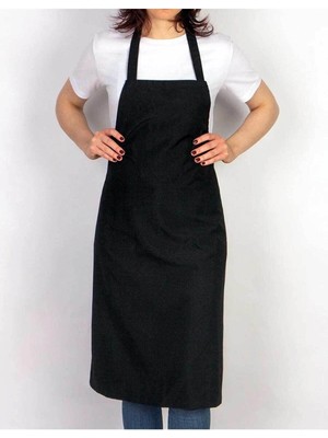 Mediterian Uzun Bağcıklı Unisex Mutfak Önlüğü, %100 polyester, siyah, 100x70 cm