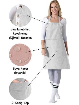 Mediterian Su Geçirmez Mutfak Önlüğü, 2 Geniş Cepli, Renkli ve Şık, 70x80, Pamuk Polyester