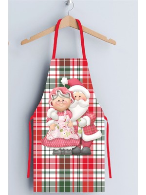 Mediterian Kırmızı Noel Baba Pötikareli Mutfak Önlüğü, şık ve renkli mutfak aksesuarı