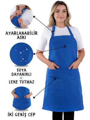 Mediterian Mavi renkli şık ve pratik mutfak önlüğü, 60x80 cm, pamuk polyester materyal
