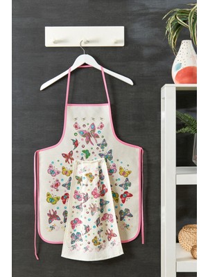 Mediterian Renkli Kadife Mutfak Önlüğü, Havlulu, Şık ve Pratik, 55x75 cm, Kırmızı