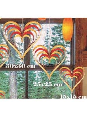 Partici Metalize Kırmızı Altın Kalp Şekilli Süs Seti 3'lü