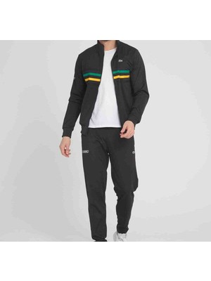 Lacoste   Grafik   Siyah  Slim  Fit  Dar  Kalıp   Eşofman  Takımı