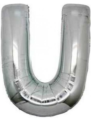 Partici U Harf Folyo Balon Gümüş 100CM