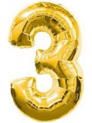 Partici 3 Rakam Folyo Balon Altın 100CM