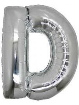 Partici D Harf Folyo Balon Gümüş 100CM