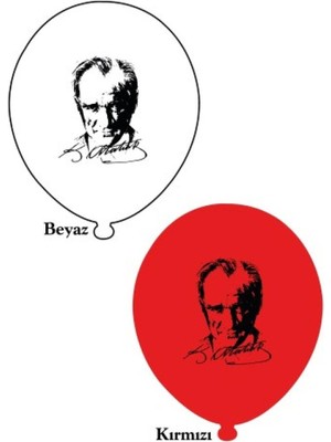 Atatürk Baskılı Kırmızı Beyaz Balon 5'li Paket